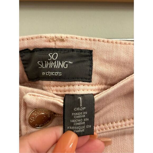 Chico's Cropped Jeans So Slimming Pink size 1 - Picture 3 of 8